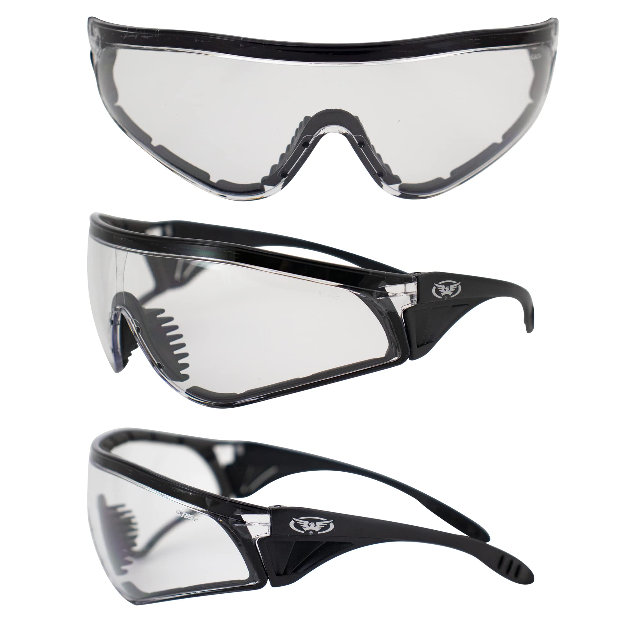Gv Set Of 3 Pairs: Padded Motorcycle Riding Glasses - Day Night Dawn Dusk Smoked Clear Yellow Shatterproof Polycarbonate Lenses Uv400 Filter For Maximum Uv Protection Scratch Resistant Coating
